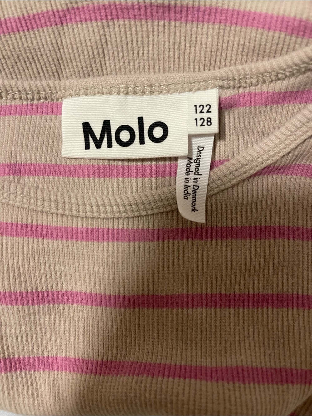 Molo Beige and Pink Striped Ribbed Top
